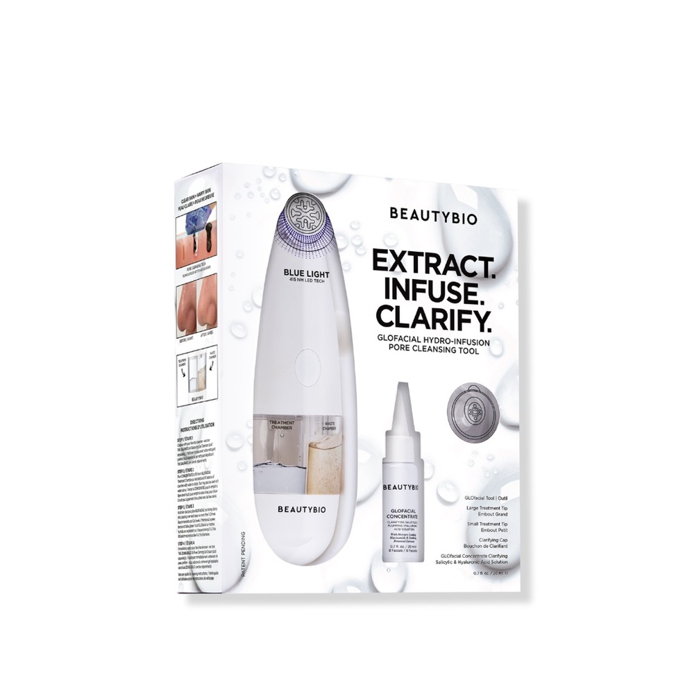 NWT BeautyBio GLOfacial Hydro-Infusion Pore Cleansing + Blue LED Clarifying Tool